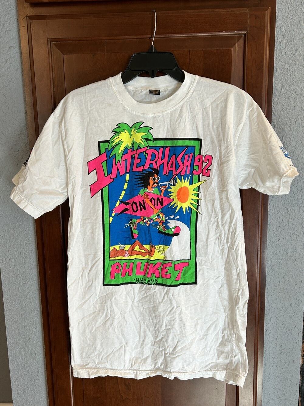 Vintage 90’s Interhash T-Shirt Men’s XXL Phucket, Thailand W/ Bright Neon Colors